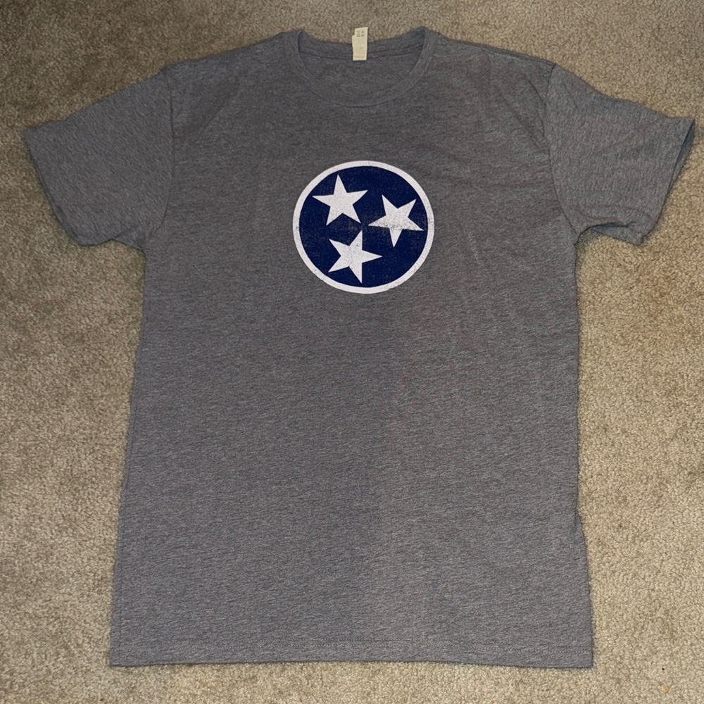 Gray Tri-Star Emblem Men's T-Shirt